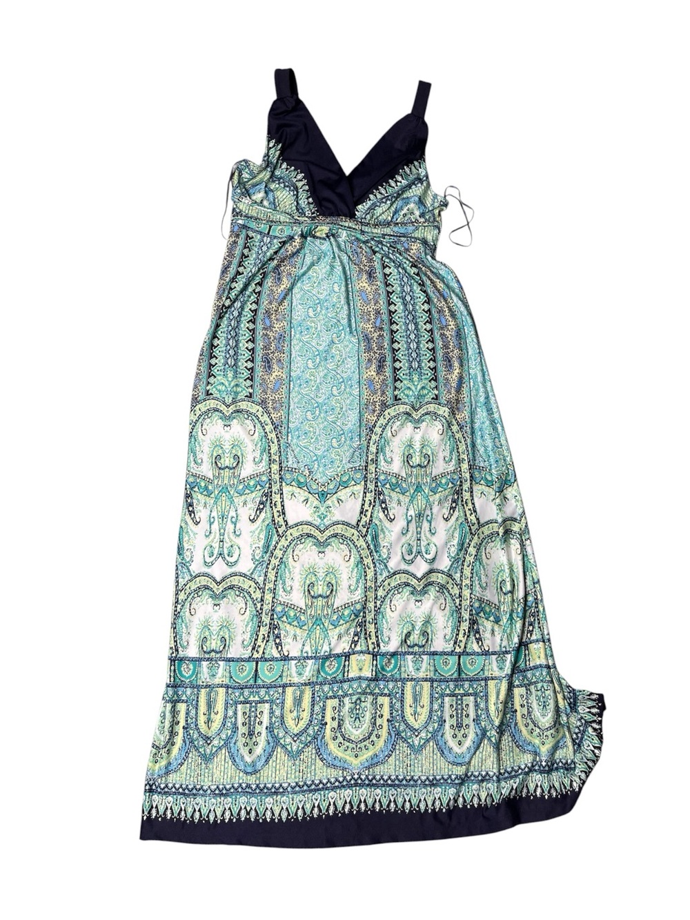 JohnPaulRichard Aqua & Navy Paisley Maxi Dress - Picture 1 of 5